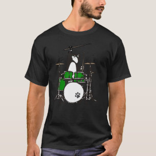 Funny Drummer Cat Playing Drums Musician Cat Shirt