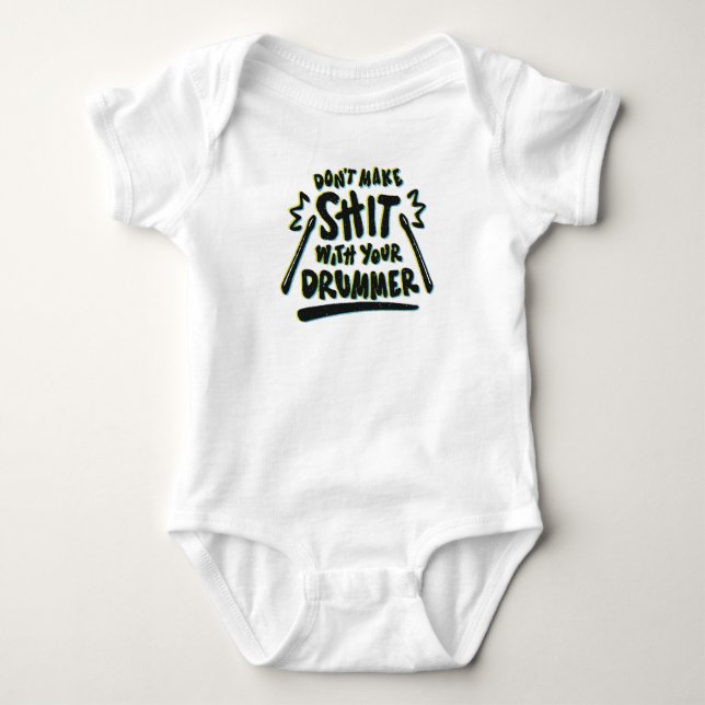 Funny Drummer Drums Gift Baby Bodysuit (Front)