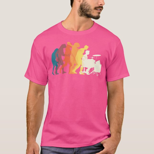 Funny Drummer Gifts Drumming Drums Evolution T-Shirt (Front)