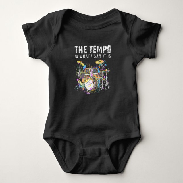 Funny Drummer Quote Drumset Rock Band Musician Baby Bodysuit (Front)