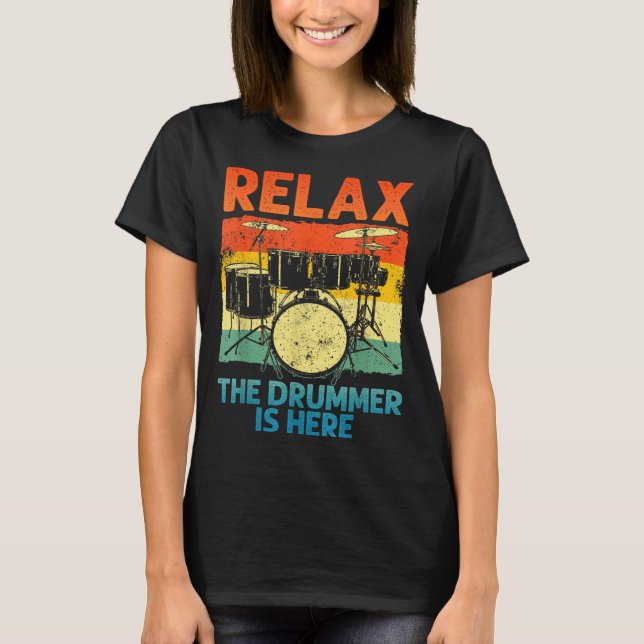 Funny Drumming Art For Men Women Drumline Drum Set T-Shirt (Front)