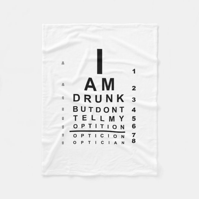 Funny drunk eye chart fleece blanket (Front)