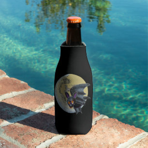 Funny Drunk Halloween Full Moon Bat Bottle Cooler
