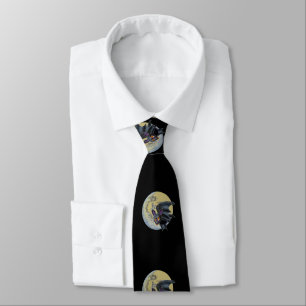 Funny Drunk Halloween Full Moon Bat Tie