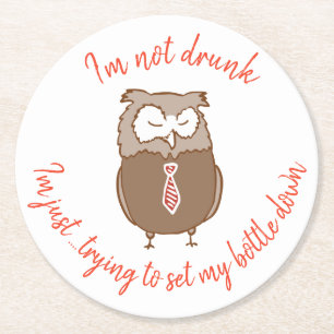 Funny drunk owl coaster