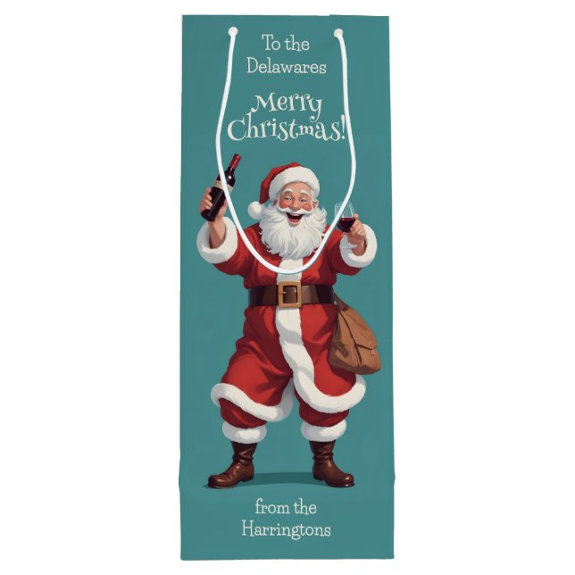 Funny Drunk Santa Wine Gift Bag (Back)