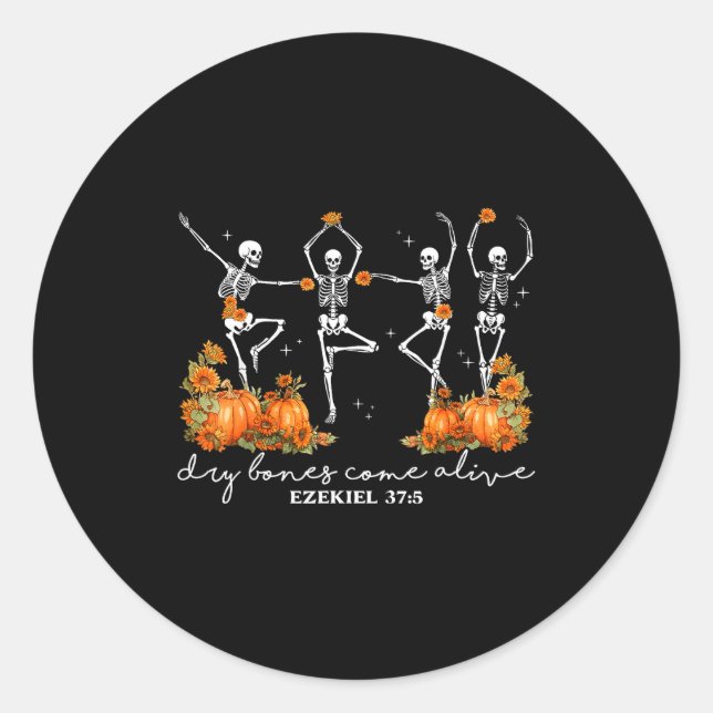 Funny Dry Bones Come Alive Ezekiel 37_5 Ballet Ske Classic Round Sticker (Front)
