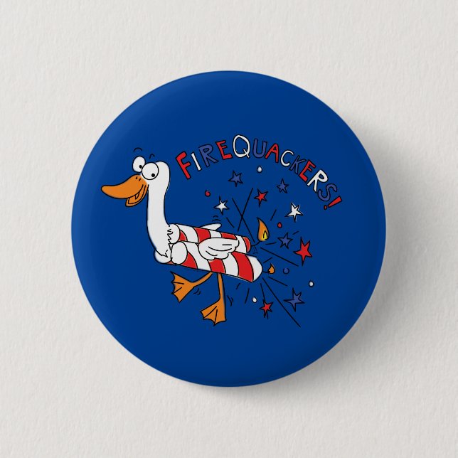 Funny Duck 4th of July Kids Cute 6 Cm Round Badge (Front)
