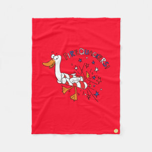 Funny Duck 4th of July Kids Cute Fleece Blanket