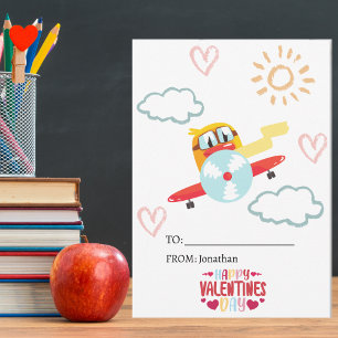 Funny Duck Aeroplane Cute Kids Valentine's Day Holiday Card