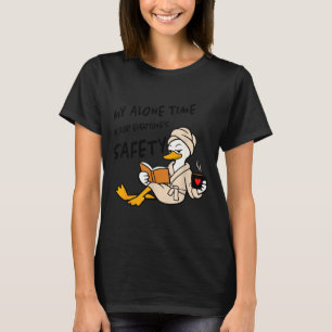 Funny duck alone time safety introvert reading T-Shirt