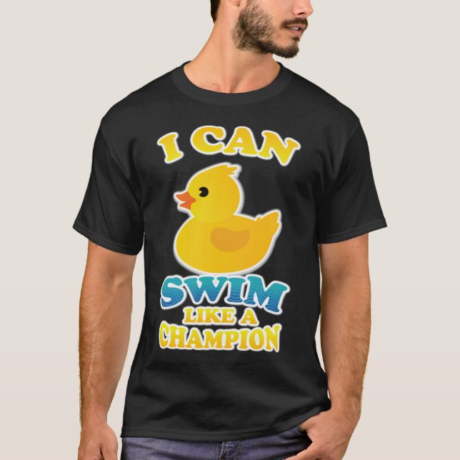 Funny Duck Animal Champion Swim Summer labrador mo T-Shirt (Front)