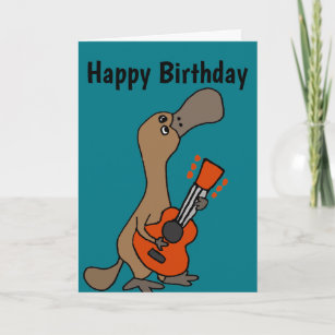 Funny Duck-Billed Platypus Playing Guitar Card