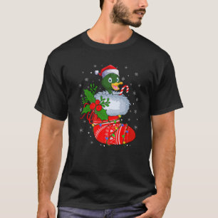 Funny Duck Bird In Christmas Socks Santa Duck Xmas T-Shirt