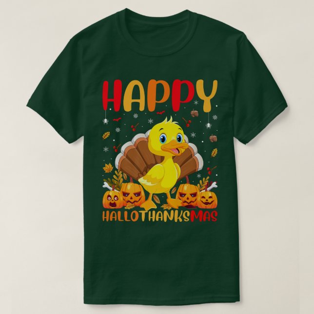Funny Duck Bird Lover Happy Duck HelloThanksMas  T-Shirt (Design Front)