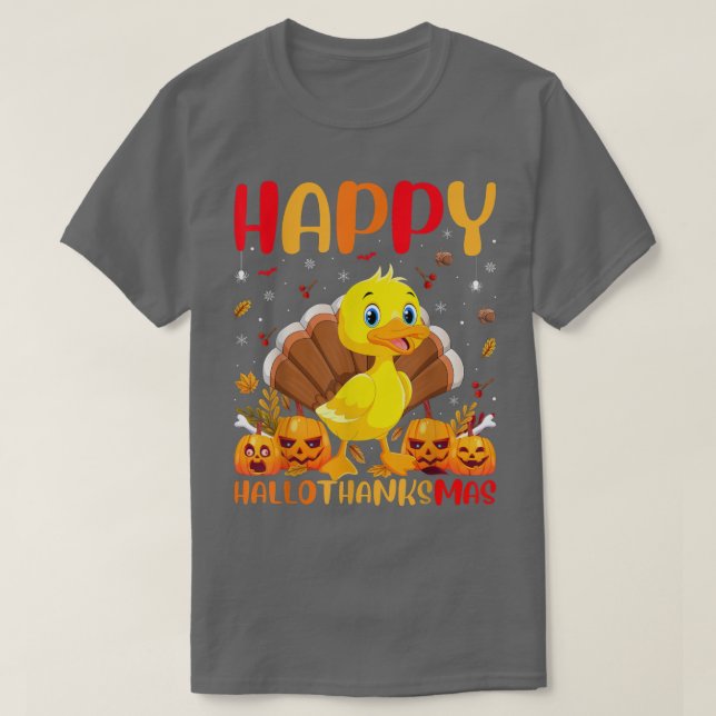 Funny Duck Bird Lover Happy Duck HelloThanksMas T- T-Shirt (Design Front)