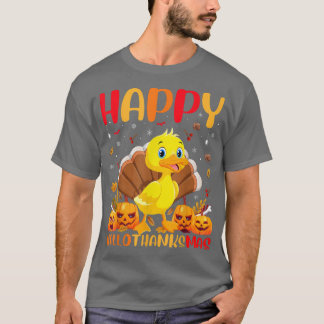 Funny Duck Bird Lover Happy Duck HelloThanksMas T- T-Shirt