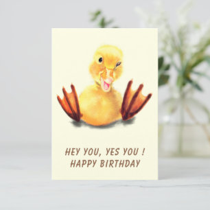 Funny Duck Birthday Card - Custom Text
