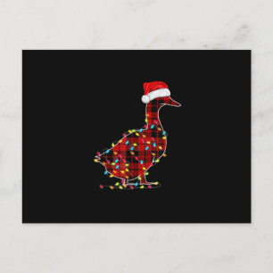 Funny Duck Christmas Light Red Plaid Matching Holiday Postcard
