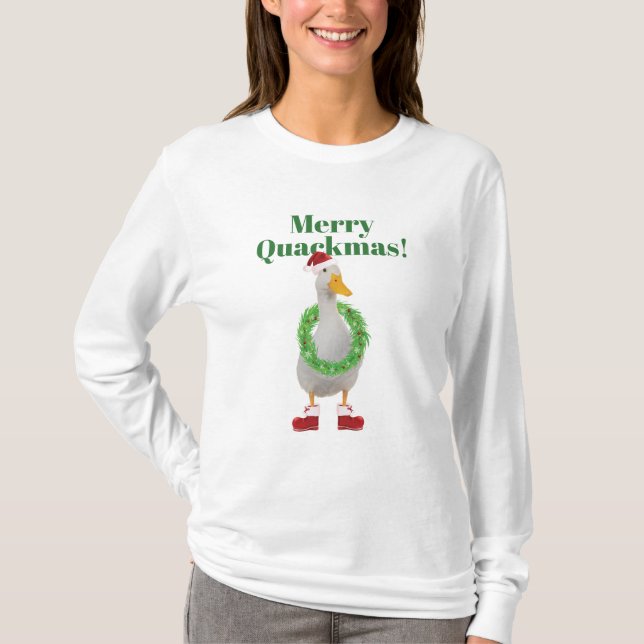 Funny Duck Christmas Merry Quackmas T-Shirt (Front)