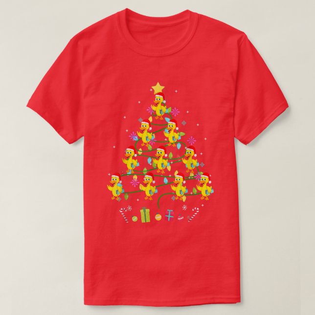 Funny Duck Christmas Tree Colour Led Light  T-Shirt (Design Front)