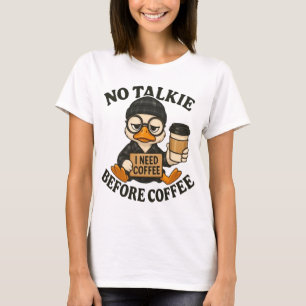 Funny Duck Coffee Lover Cute Cartoon Graphic T-Shirt