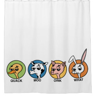 FUNNY DUCK COW PIG AND RABBIT SHOWER CURTAIN