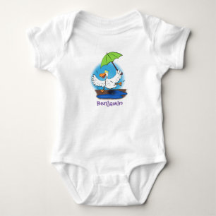 Funny duck dancing cartoon illustration baby bodysuit
