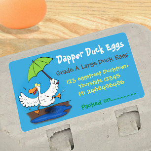 Funny duck dancing cartoon illustration egg carton