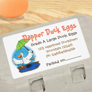 Funny duck dancing cartoon illustration egg carton