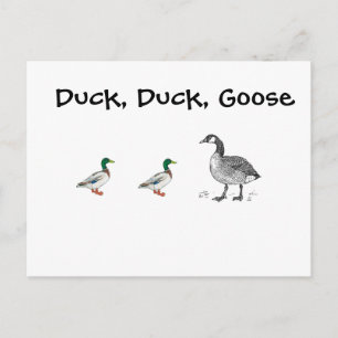 Funny Duck Duck Goose Cartoon, Kids Game Pun Postcard