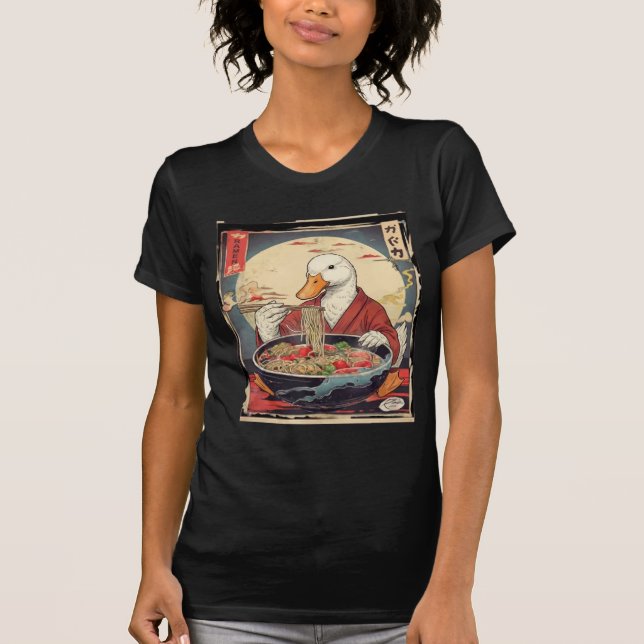 Funny Duck Eating Ramen Japanese Art  T-Shirt (Front)