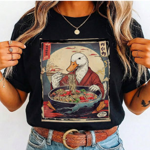 Funny Duck Eating Ramen Japanese Art  T-Shirt