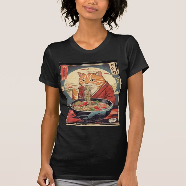 Funny Duck Eating Ramen Japanese Ukiyo-e Style T-Shirt (Front)