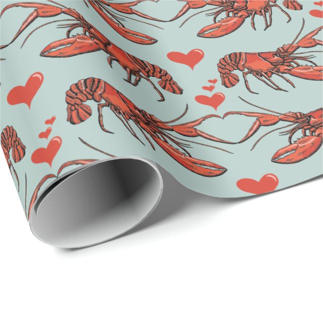 Funny Duck Egg Blue You're My Lobster Romance Wrapping Paper (Roll Corner)