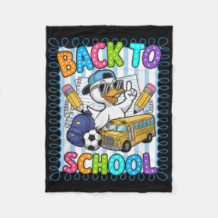Funny Duck First Day Back To School Teachers Boys Fleece Blanket