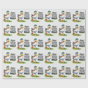 Funny Duck Golfer Always Wash Your Balls Wrapping Paper