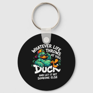Funny duck graphic men women teens funny quote key ring