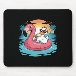 Funny Duck Hawaiian Flamingo Float Beach Summer Va Mouse Pad