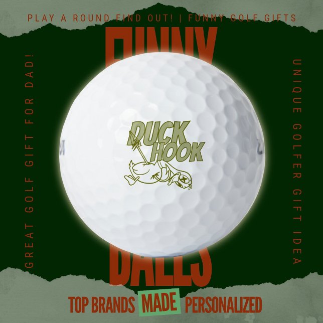 Funny Duck Hook Bad Swing Golfer Humour Gift Golf Balls (Custom Funny Golf Ball Gifts for Business From Play A Round Find Out, "Duck Hook")