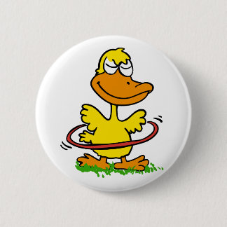 Funny duck hula hoop | Choose background color 6 Cm Round Badge