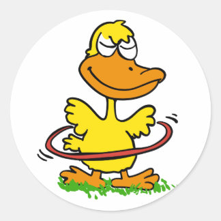 Funny duck hula hoop | Choose background colour Classic Round Sticker