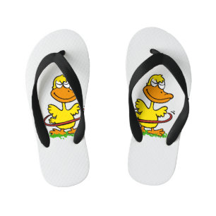 Funny duck hula hoop   Choose background colour Kid's Jandals