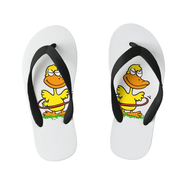 Funny duck hula hoop | Choose background colour Kid's Jandals (Footbed)