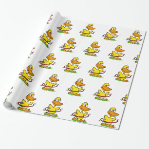 Funny duck hula hoop   Choose background colour Wrapping Paper