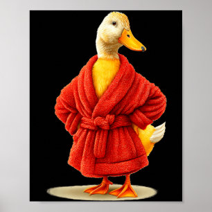 Funny duck in red pajama for goose and sleepwear poster