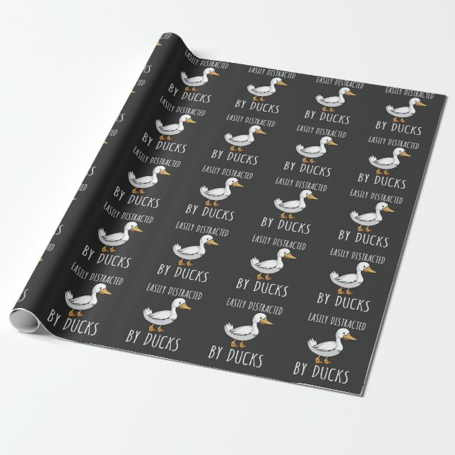 Funny Duck Lover Bird Watching Fan Wrapping Paper (Unrolled)