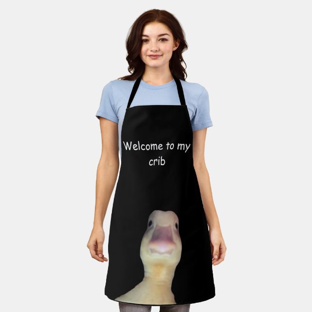 Funny Duck Meme – “Welcome to My Crib” Cute Animal Apron (Worn)