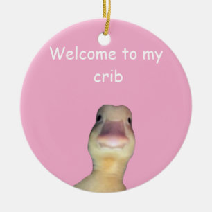Funny Duck Meme – “Welcome to My Crib” Cute Animal Ceramic Tree Decoration