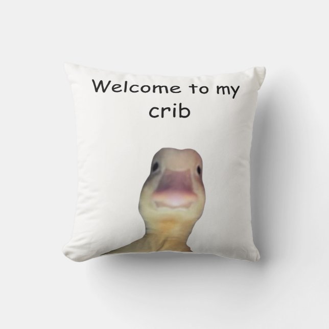 Funny Duck Meme – “Welcome to My Crib” Cute Animal Cushion (Front)